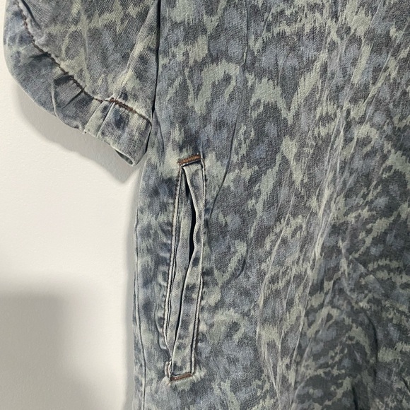 Anthropologie Cloth & Stone Dress Womens Medium Gray Blue Green Camo Casual Boho - Picture 5 of 13